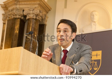 BUDAPEST, HUNGARY - JANUARY 26: Dr. Armin von Bogdandy, Managing Director of Max Planck Institute  speaks at the Conference 