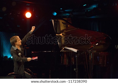 BUDAPEST, HUNGARY - OCTOBER 30: Kuriya Makoto japan pianist plays on the presentation org. by Japan Foundation in the A38 concert hall on October 30, 2012 in Budapest, Hungary.