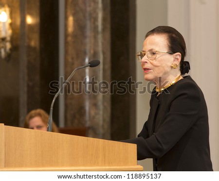 BUDAPEST, HUNGARY - NOVEMBER 9: Dr. Harriet Zuckerman, professor of Columbia University speaks on the ceremony honoring as Doctor honoris causa by ELTE Senat on November 9, 2012 in Budapest, Hungary.