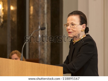 BUDAPEST, HUNGARY - NOVEMBER 9: Dr. Harriet Zuckerman, professor of Columbia University speaks on the ceremony honoring as Doctor honoris causa by ELTE senat on November 9, 2012 in Budapest, Hungary.
