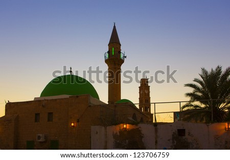 Mosque in sunset, Acre, Israel