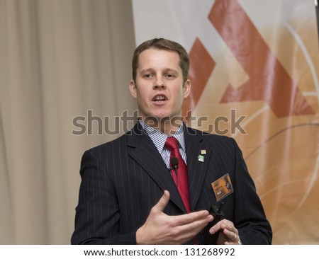 VECSES, HUNGARY - MARCH 11: John Thorton, regional director of Alltech Europe Company speaks on the conference entitled \