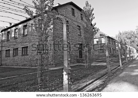 OSWIECIM, POLAND - OCTOBER 22: Auschwitz Camp I, a former Nazi extermination camp on October 22, 2012 in Oswiecim, Poland. It was the biggest nazi concentration camp in Europe.