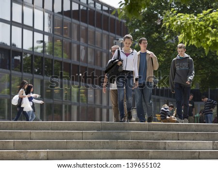 BUDAPEST, HUNGARY - MAY 14: Unidentified students in the campus of the ELTE on May 14, 2013 in Budapest. Eotvos Lorand University (ELTE) is the largest and oldest university in Hungary.