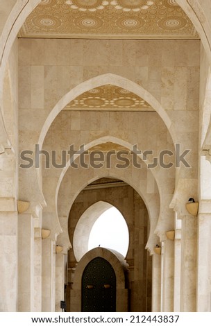 CASABLANCA, MOROCCO - JULY 23:Part of King Hassan II Mosque on July 23, 2014 in Casablanca, Morocco. It is the largest Mosque in the country