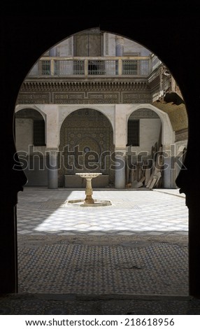 FEZ, MOROCCO - JULY 19: The interior of the Glaoui Palace in the hearth of the medina on July 19, 2014 in Fez. The medina is listed as a UNESCO World Heritage Site .