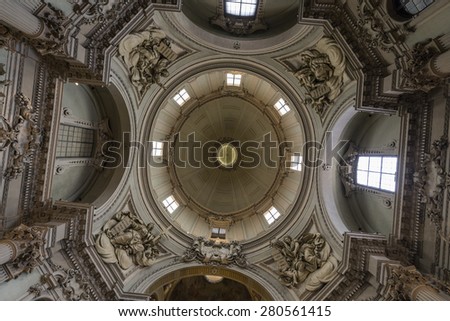 BOLOGNA, ITALY - 4 MAY, 2015: Interior of the S. Maria della vita church. Bologna is home to numerous prestigious cultural, economic and political institutions.