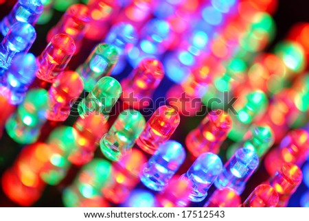Colorful LED background with dozens transparent LEDs