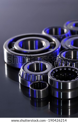 closeup view of several ball-bearings in UV-light