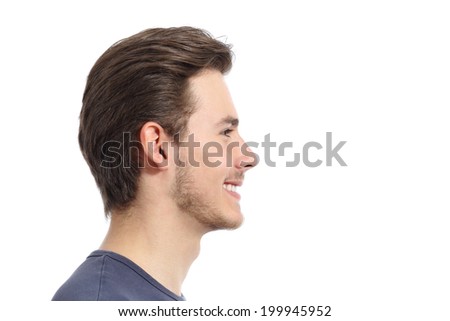 Side view of a handsome man facial portrait isolated on a white background Side view of a handsome man facial portrait isolated on a white background