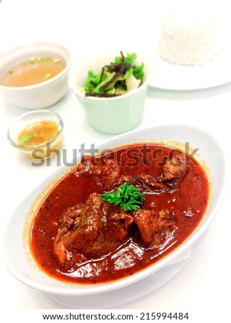 Lamb massaman, spicy beef curry is best served with plain basmati rice or eaten with naan or pita bread