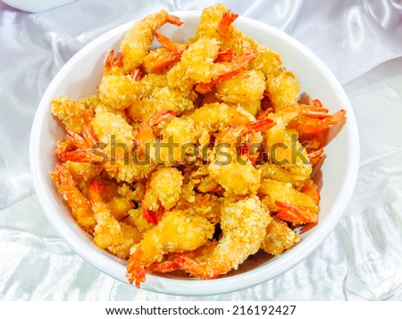 Tempura shrimp, Deep Fried Shrimps in Japanese Style, Ebi Tempura in a Bowl, Japanese Food