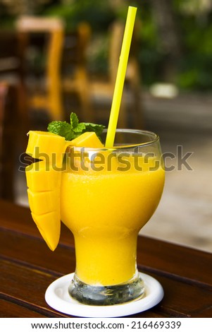 fresh fruit Mango juices, Fresh organic Mango shake in Thai Restaurant
