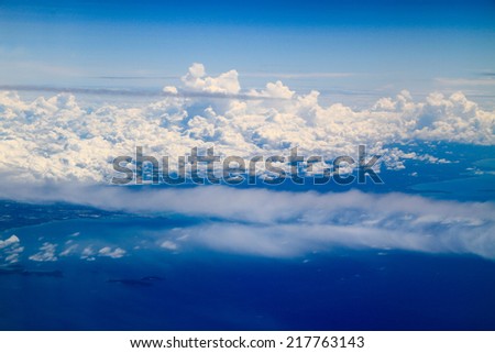 Blue Sky with white Cloud on top of Blue Ocean - Thailand