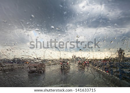 Rainy Window In Traffic