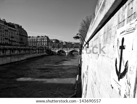 Streets of Paris in black and white.