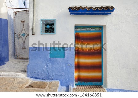 Traditional doors in blue city Chefchaouen, Morocco