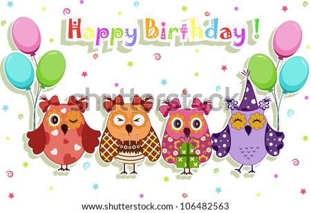 Birthday party owls set Birthday party owls set