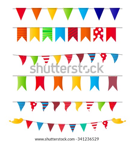 Colored Party Flags Set Illustration.