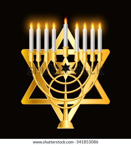 Happy Hanukkah, Jewish Holiday Background. Vector Illustration (Hanukkah - the name of the Jewish holiday) EPS10