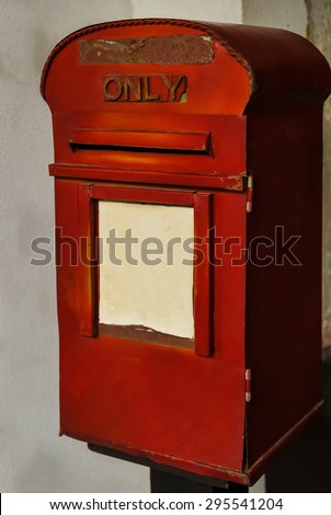Old Steel Red Mail Box Hang on  Wall   Vintage style