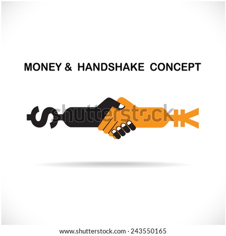 Business partners shaking hands as a symbol of unity, handshake abstract design template. Business creative concept. Deal, contract, team or cooperation symbol icon. Vector illustration