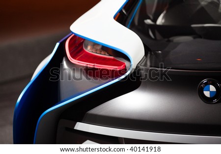 FRANKFURT - SEP 15: Details of the backside of BMW Concept Car Vision Efficient Dynamics on 63rd IAA (Internationale Automobil Ausstellung) on September 15, 2009 in Frankfurt, Germany.