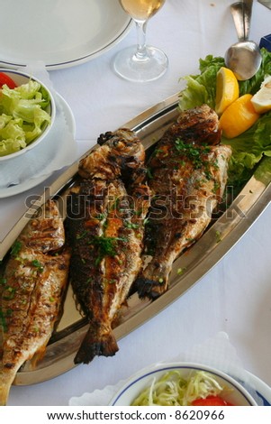 Three prepared fish