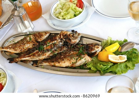 Three prepared fish