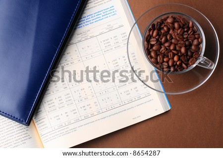 Business still life with report