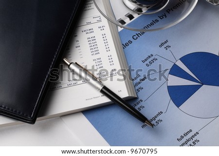 business still life with  financial reports