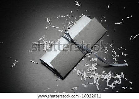stock photo silver wedding invitation envelope on the black table with 