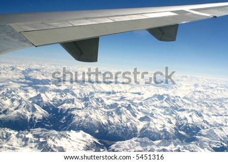 The Alps in winter out of the plane