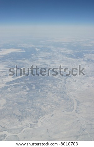 Russia in winter out of the plane