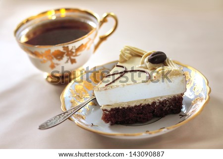 Cappuccino cake with chocolate biscuit and butter cream