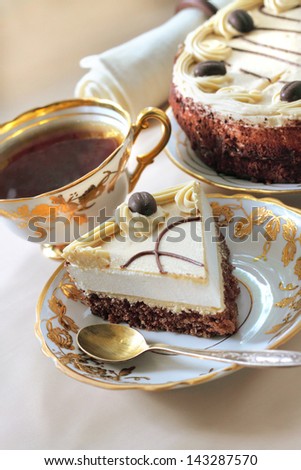 Cappuccino cake with chocolate biscuit and butter cream