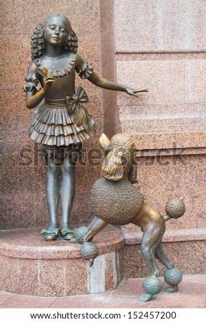 KIEV, UKRAINE - JULY 20: Malvina and Artemon. Statues of characters from fairy tale \