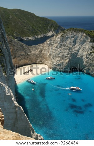 View of the shipwreck on the beach Navagio in Zakynthos, Greece