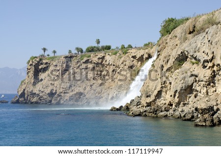 Lower Duden Waterfall - the biggest waterfall flowing into the Mediterranean Sea, Antalya, Turkey