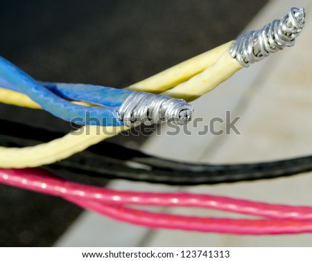 New aluminum electrical wire, prepared for connection to the mains