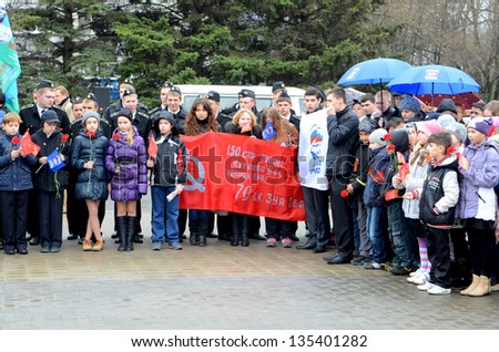 ROSTOV-ON-DON, RUSSIA - APRIL 11: The rally - International automobile race Ã?Â«Our Great VictoryÃ?Â» in honor of the Day of Victory in the WWII, April 11, 2013 in Rostov-on-Don, Russia