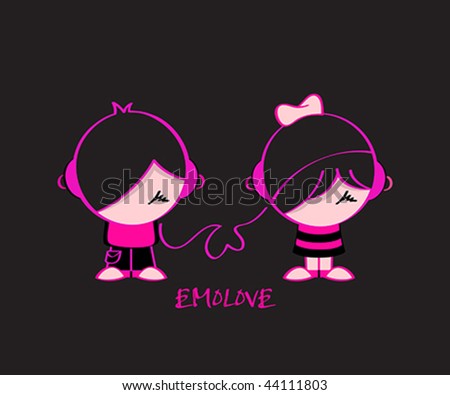 stock vector : Emo pair in music love isolated over black