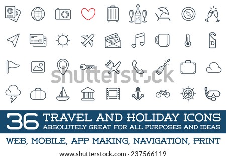 Travel Icons Vector Set, Great for All Purposes like Print Web or Mobile Apps Collection