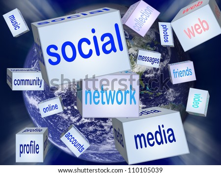 Social network or social media concept. Elements of this image furnished by NASA
