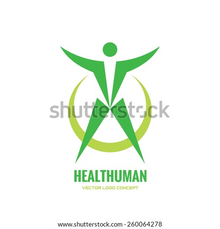 Healthuman - vector logo concept. Abstract human illustration. Human character. Vector logo template. Human logo. Human icon. Health human logo. Human character illustration. Design element.