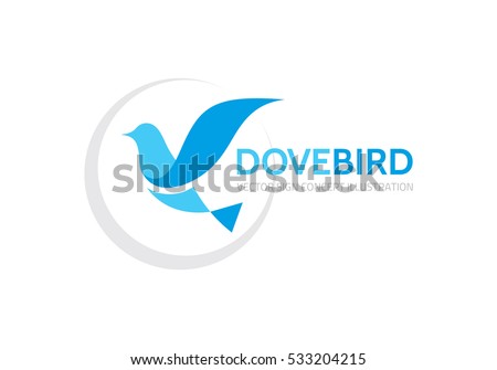 Dove bird - vector logo template concept illustration in classic graphic style. Design element.