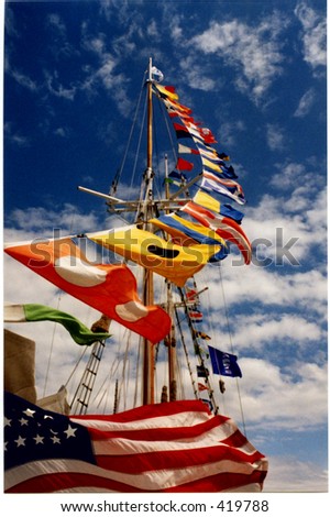 Signal flags, tall ship, Door County, Wisconsin
