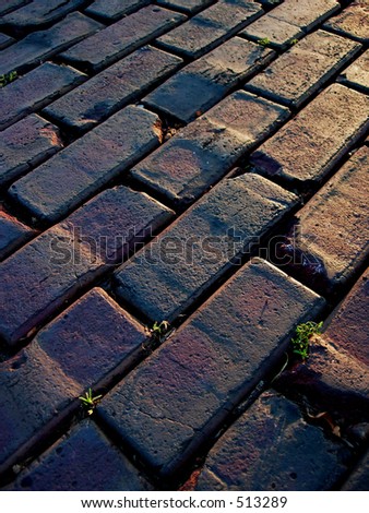 Sunlit brick street