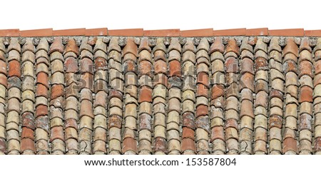 Old roof tiles on the roof of an old house as seamless pattern