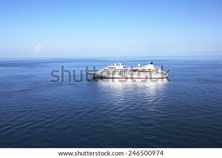 Cruise ship anchored off the coast